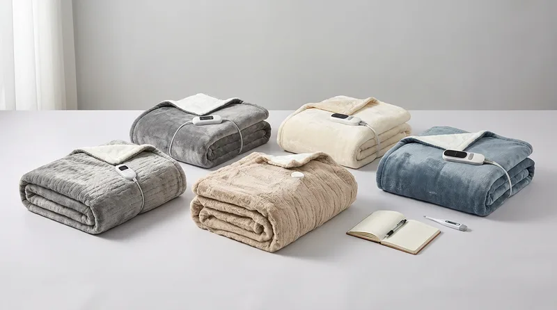 Collection of premium electric heated blankets in various fabrics and sizes for home comfort