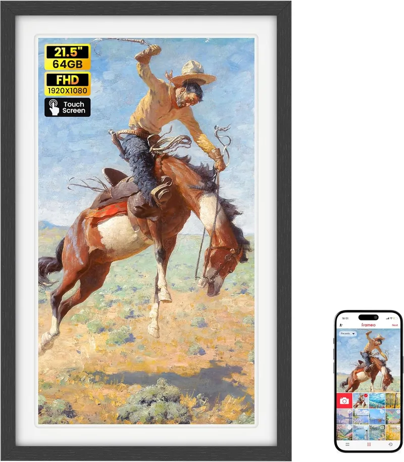 BIGASUO 21.5 Inch Frameo Digital Picture Frame