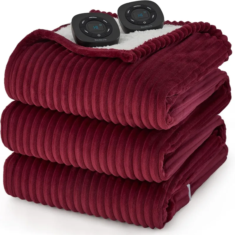 Thick Striped Flannel Electric Blanket Dual Control