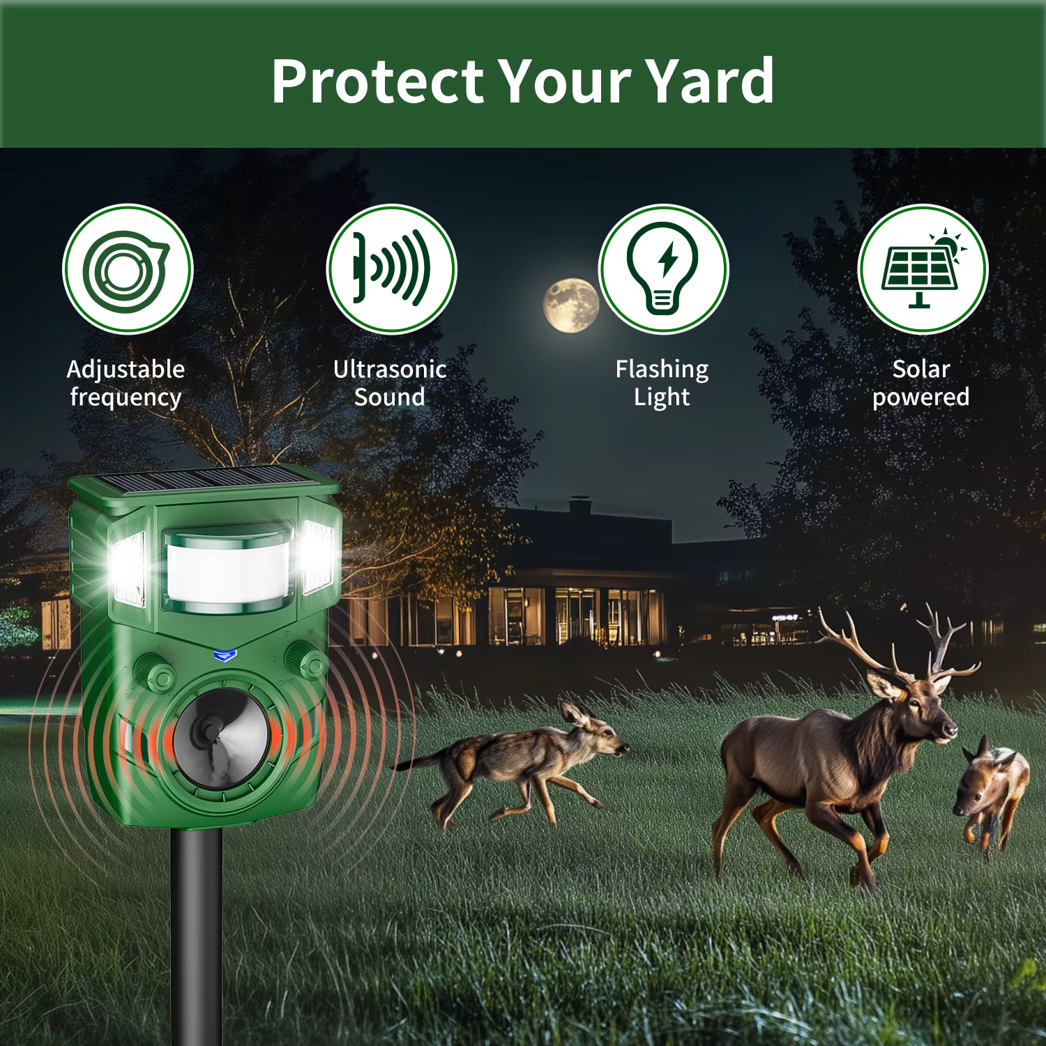 Cosari LED Solar Ultrasonic Animal Repellent
